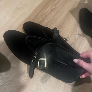 H&M velvet flats with buckle, worn once!